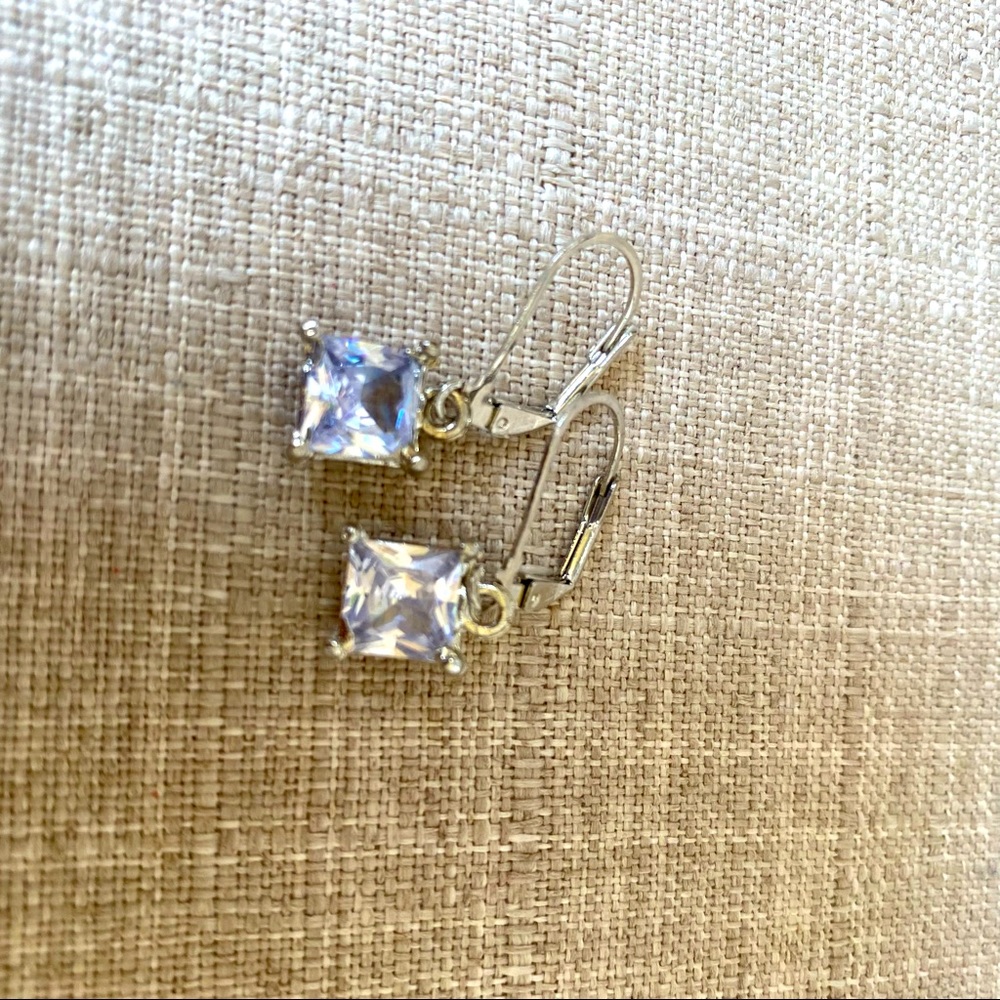 Classic princess cut crystal drop earrings